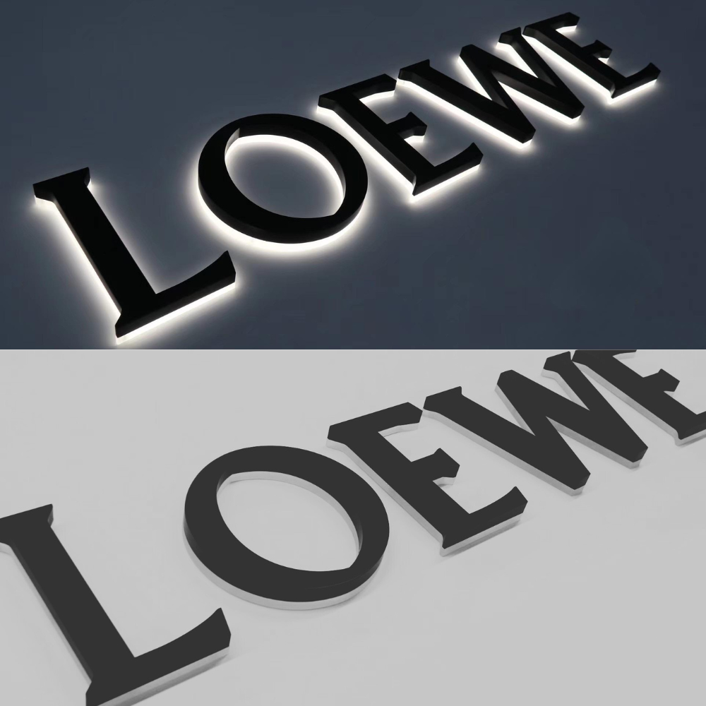 Factory Direct Custom Made Black Acrylic LED Halo Lit Channel Letters Backlit Sign Letters for Business Store Front Display